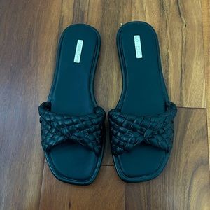 ALDO black leather braided sandals